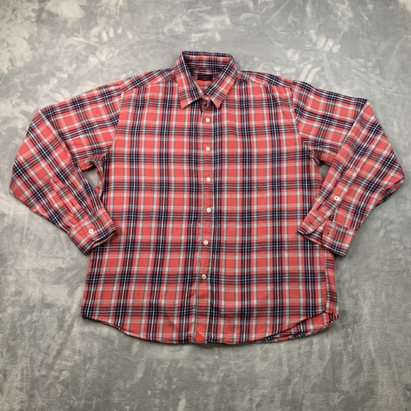 UNTUCKit Other - UNTUCKit Shirt Men's L Red Grey White Plaid Button Up Long Sleeve Cotton Casual
